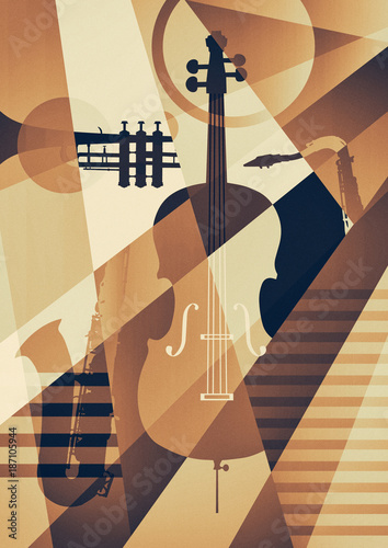 Plakat Abstrakcyjny plakat jazzowy, tło muzyczne