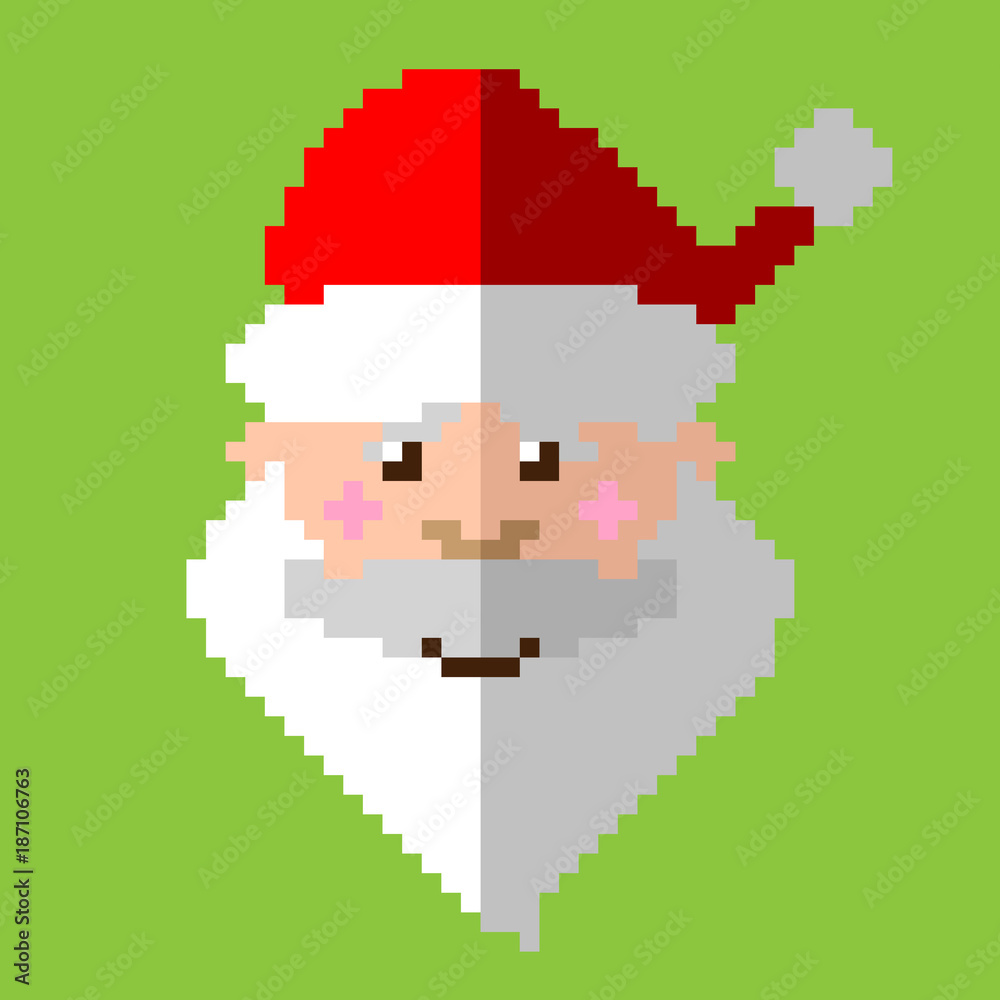 Christmas icon. Santa pixel art Christmas icon. Santa pixel art