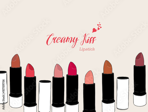 hand draw of lipsticks vector.