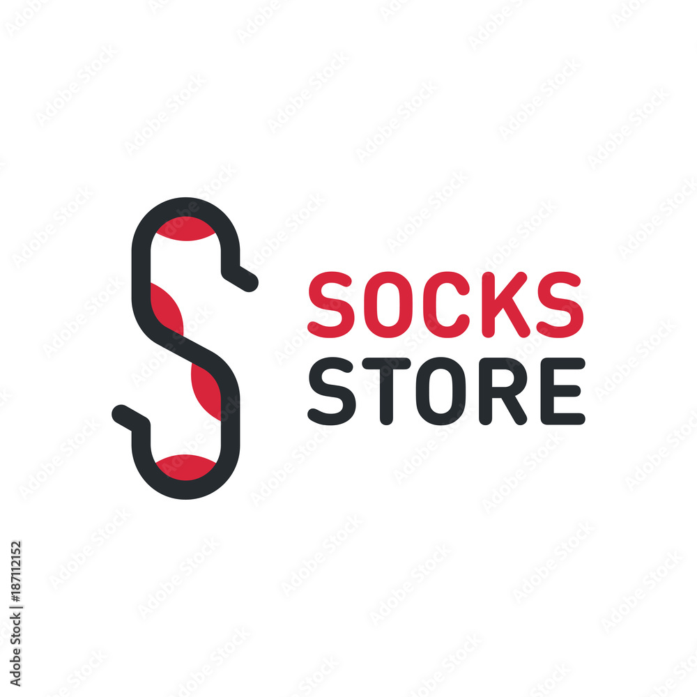 Creative Concept for Socks Shop Store. Logo Design Template with Letter S Creative Concept for Socks Shop Store. Logo Design Template with Letter S
