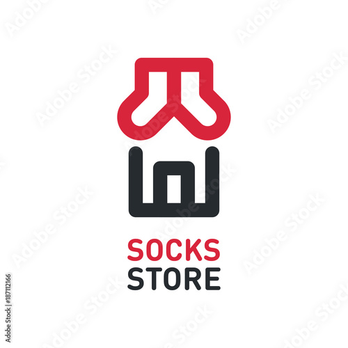 Creative Concept for Socks Shop Store. Logo Design Template with Building Roof Symbol
