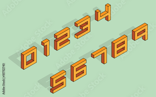 3D 8-Bit Isometric Numbers - Right Angle