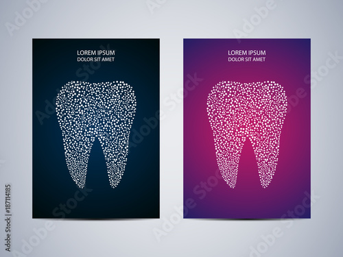 Cover or poster design with tooth background, vector illustration.
