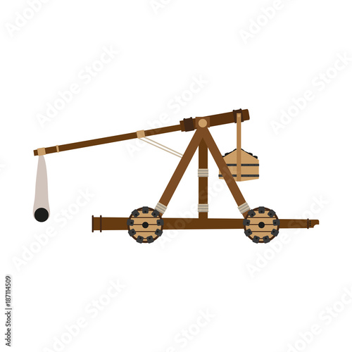 Catapult vector slingshot illustration wooden
