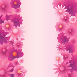 Pink flowers background. Vector of spring floral.
