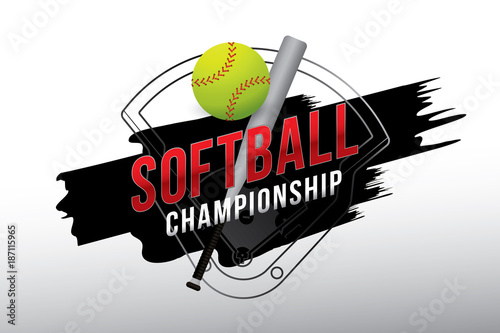 Vector of softball championship badge design.