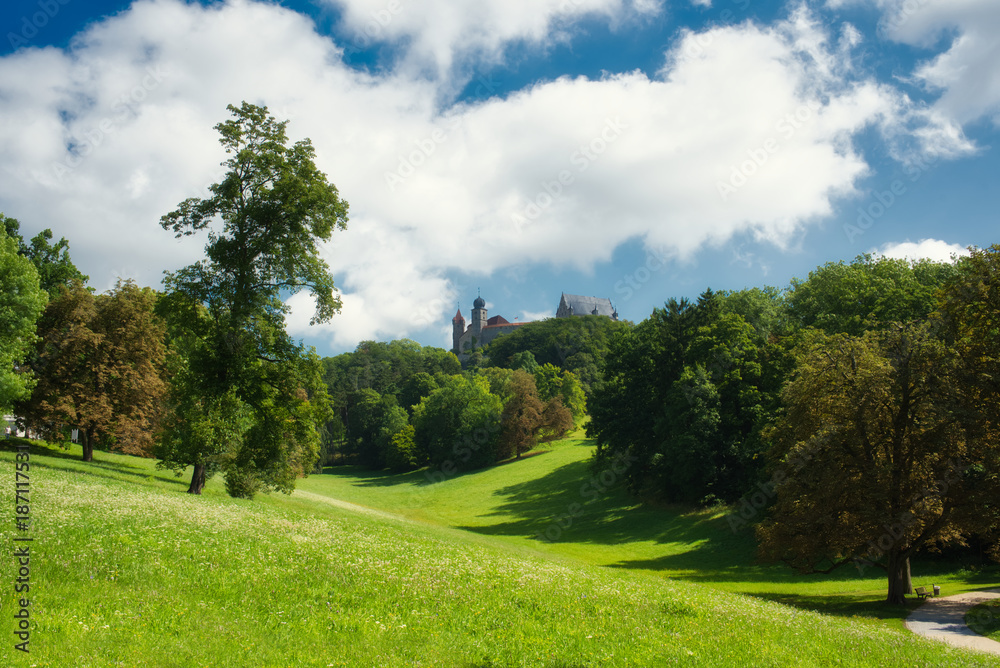 Oberfranken Coburg blick durch das Veilchental auf die Veste Coburg