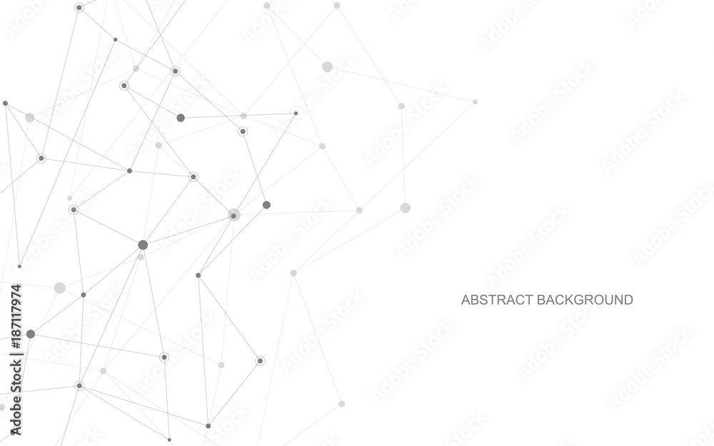 Vector global creative social network. Abstract polygonal background with lines and dots. - obrazy, fototapety, plakaty 
