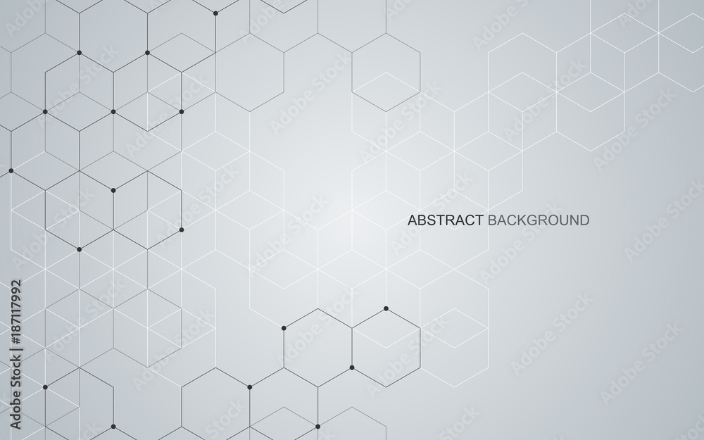 Vector hexagonal background. Digital geometric abstraction with lines and dots. Geometric abstract design. Vector hexagonal background. Digital geometric abstraction with lines and dots. Geometric abstract design.