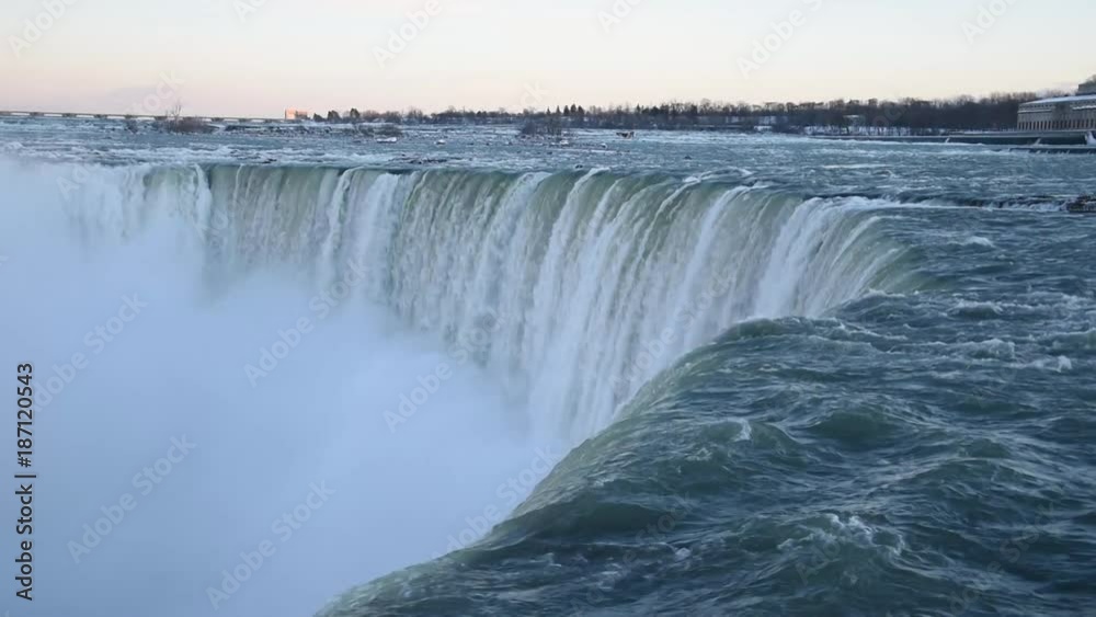 Niagara falls in winter: Horseshoe falls viewed from the Canadian side Niagara falls in winter: Horseshoe falls viewed from the Canadian side