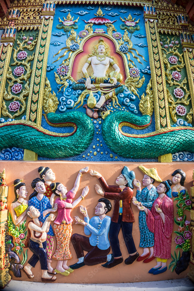 Murals of WatNakprok Temple Bangkok Thailand