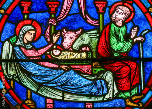 Stained Glass - Nativity Scene at Christmas