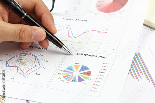 Businessman Summary report sell market plan and capital market