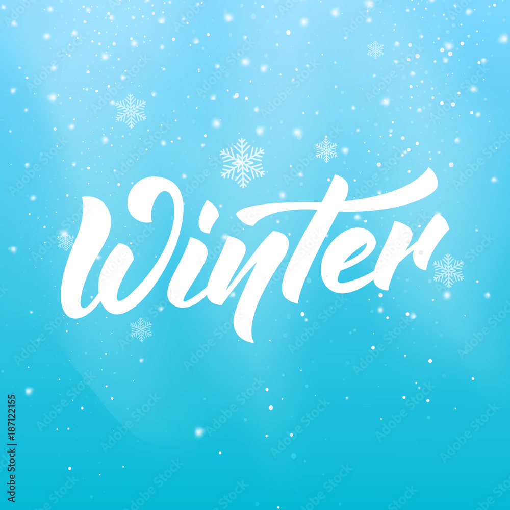 Winter. Seasonal banner with Winter lettering and snow