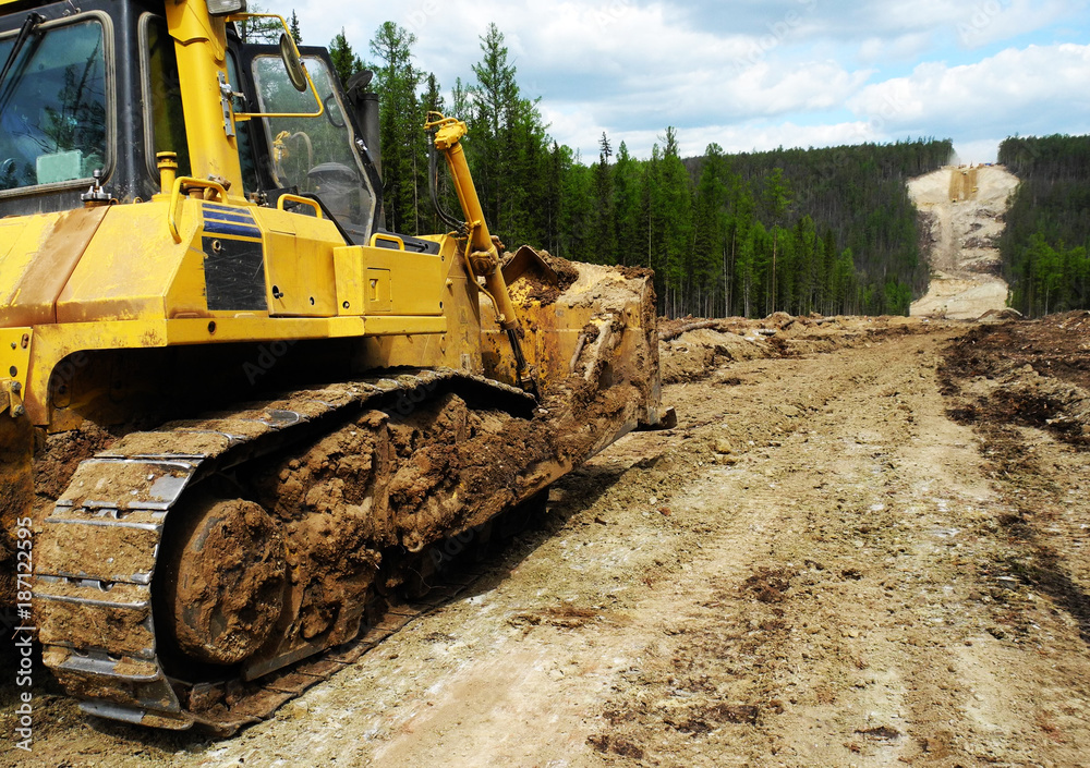 Obraz premium Bulldozer at construction site