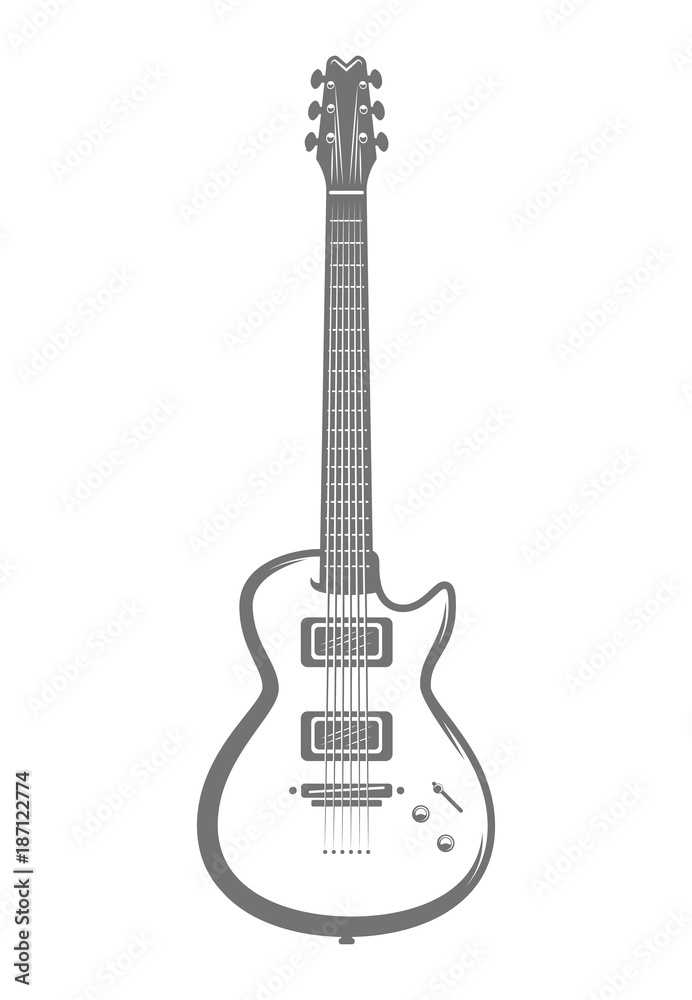 electric guitar monochrome vector illustration