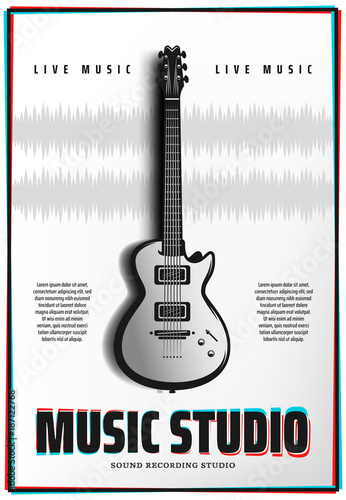Rock music studio, poster background template. vector illustration