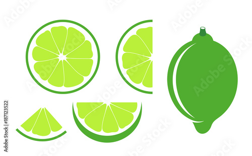 Lime set. Isolated lime on white background