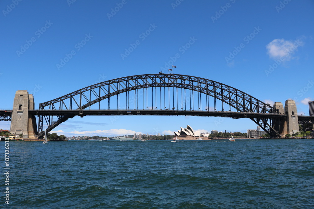 View from Lavender Bay to Harbour Bridge in Sydney, New South Wales Australia 