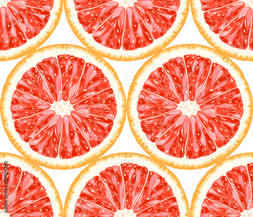 Vector seamless pattern from grapefruit slices. Citrus background