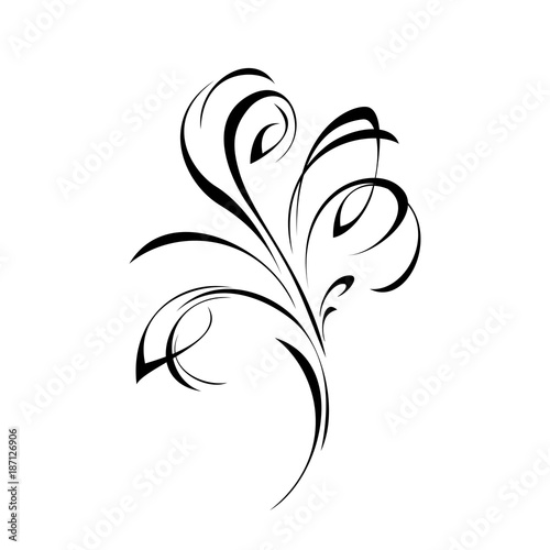 Fototapeta Naklejka Na Ścianę i Meble -  ornament 205. stylized flower with a leaf in black lines on a white background