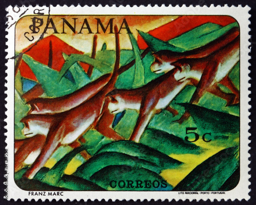 Postage stamp Panama 1967 Monkeys, painting by Franz Marc