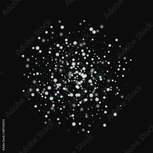 Beautiful falling snow. Sphere with beautiful falling snow on black background. Great Vector illustration.