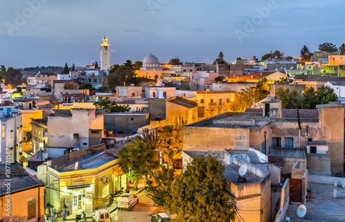 Night skyline of El Kef, a city in northwestern Tunisia photo