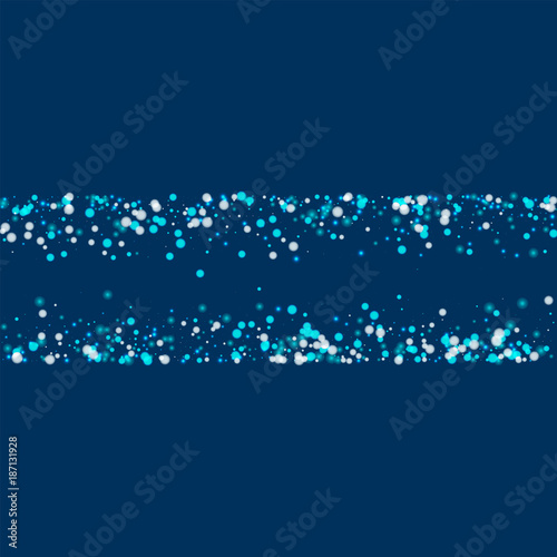 Amazing falling snow. Chaotic shape with amazing falling snow on deep blue background. Remarkable Vector illustration.