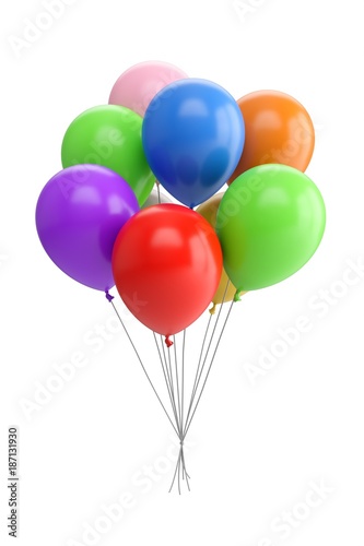 3D Rendering Balloons Isolated on white Background