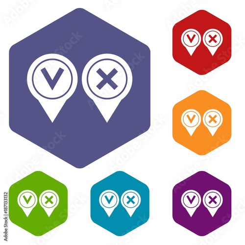 Tick affirmative and negative icons set