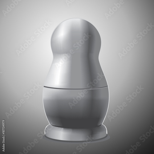 Matryoshka. Traditional wooden russian doll. Grayscale template.