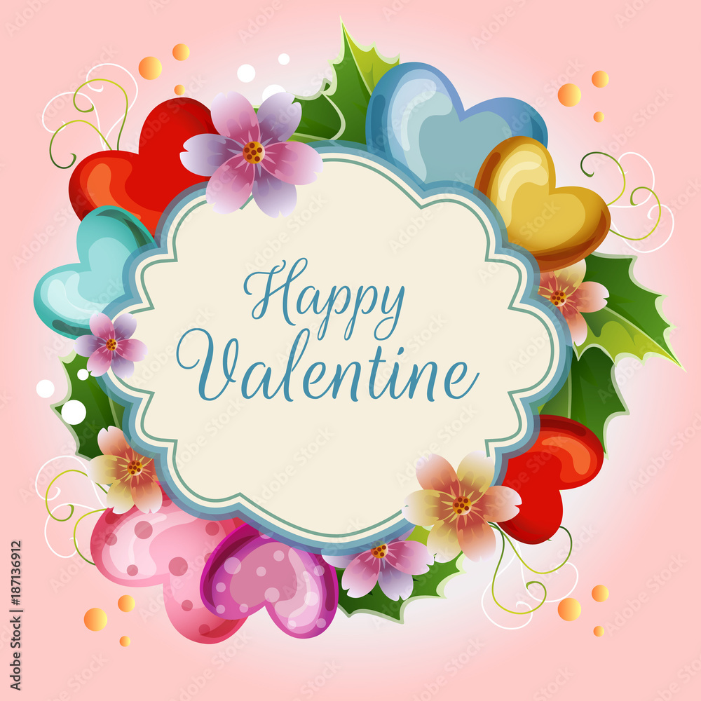 cute floral valentine illustration card