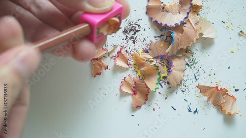 debris from the sharpening on white background