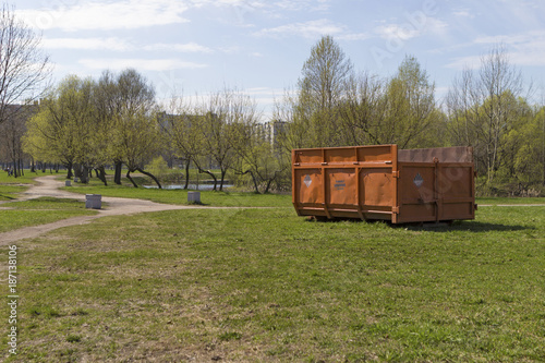 Russia, Saint-Petersburg - may 19, 2017: the trash in a green city Park