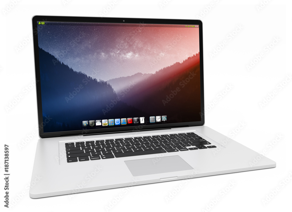 Modern silver laptop 3D rendering Modern silver laptop 3D rendering