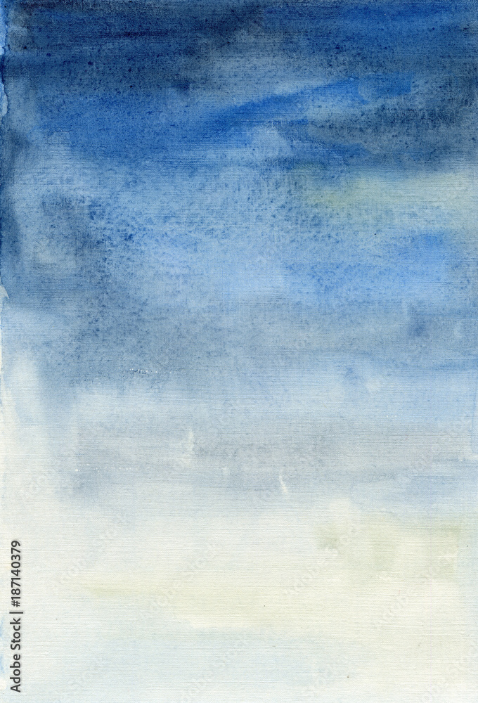Abstract Watercolor Blue Background on Textured Paper