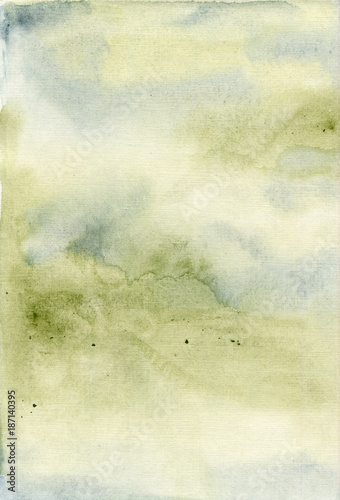 Abstract Watercolor Green Background on Textured Paper