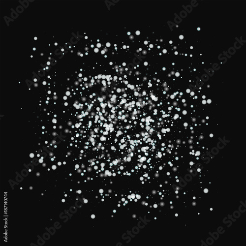 Amazing falling snow. Square shape with amazing falling snow on black background. Remarkable Vector illustration.