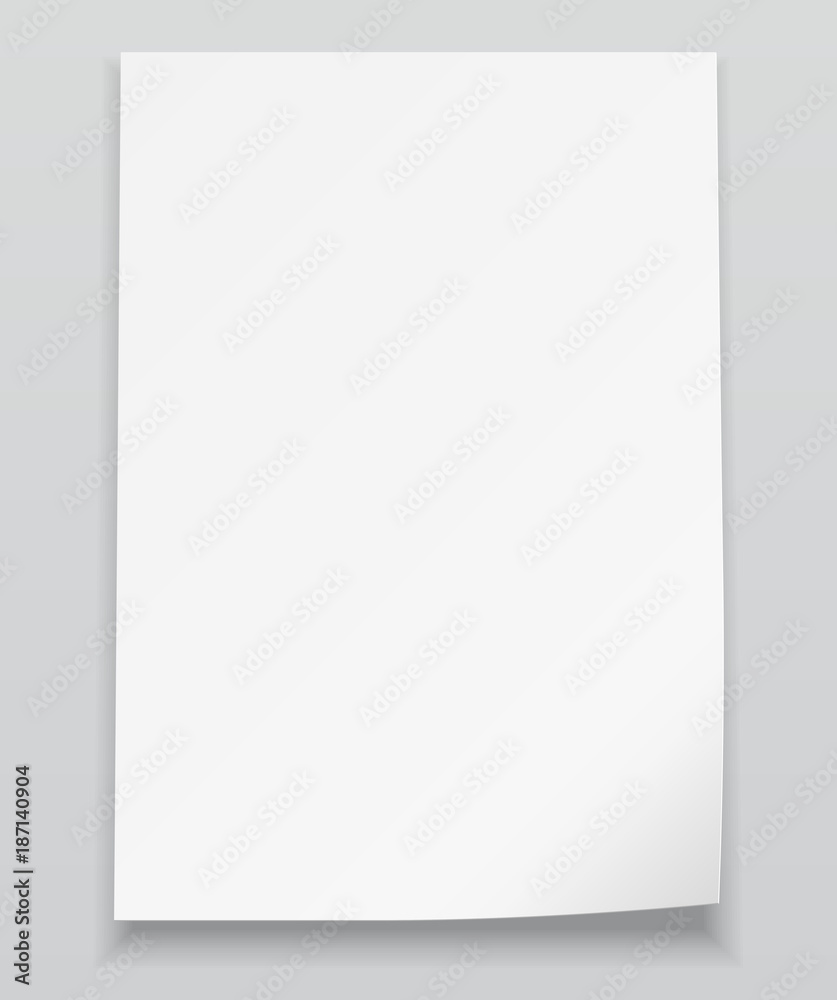 White sheet of paper. Realistic vector background.