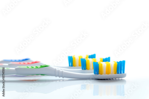 tooth brushes close up