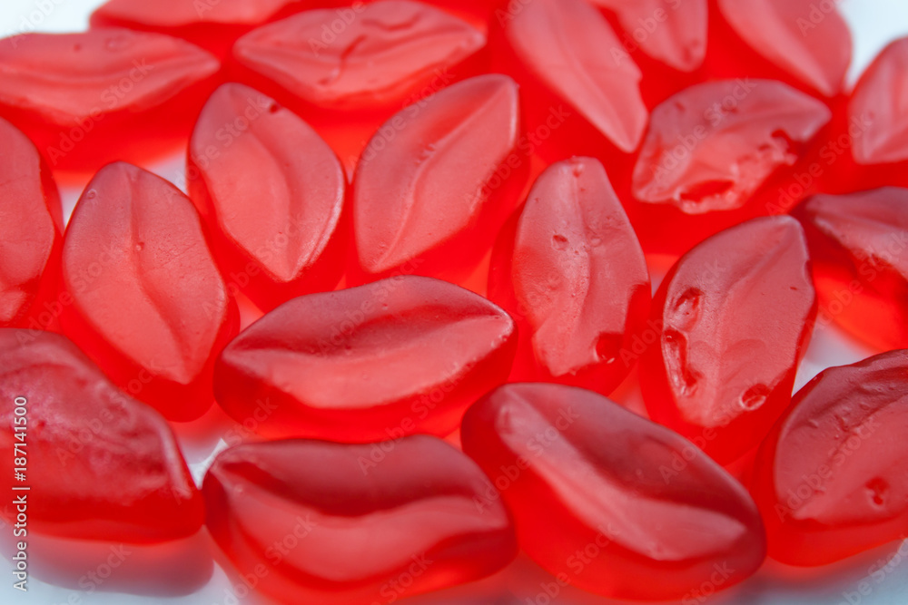 Red candy lips close-up