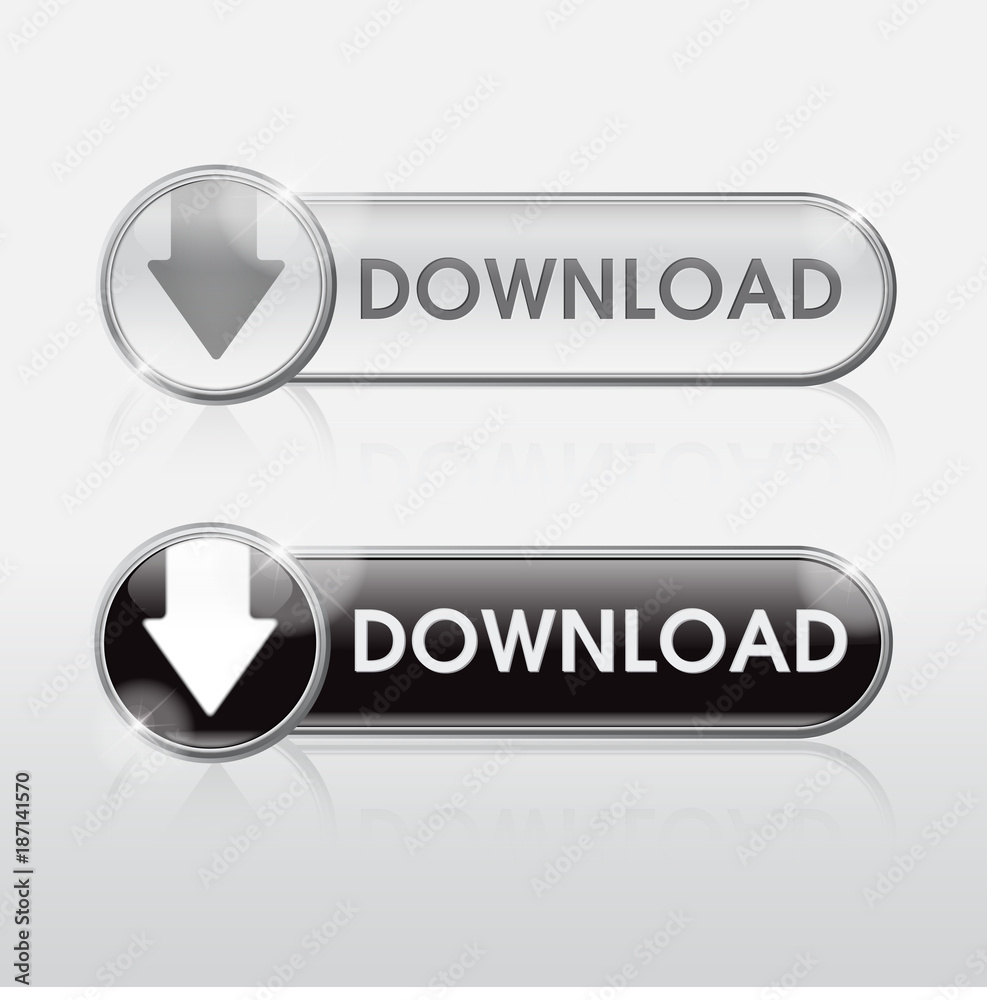 Button downloand web glossy White metallic Button downloand web glossy White metallic