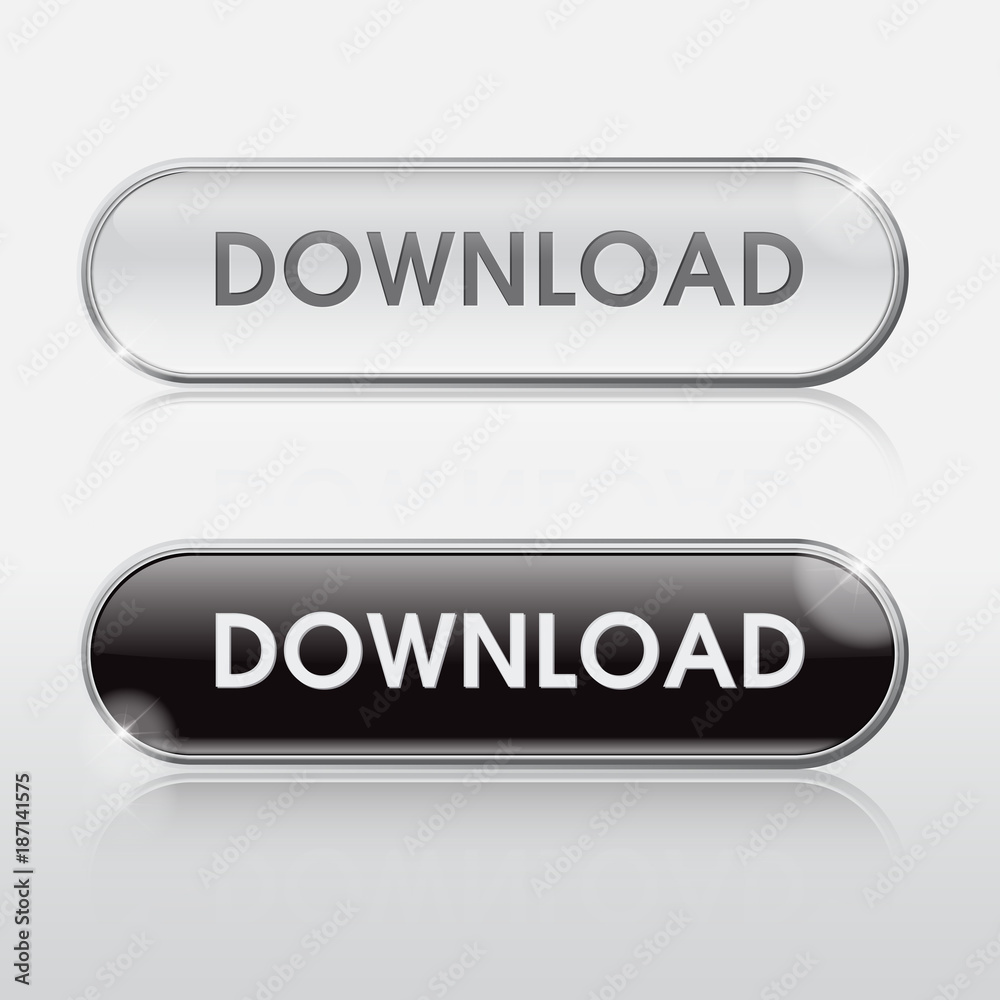Button downloand web glossy White metallic Button downloand web glossy White metallic