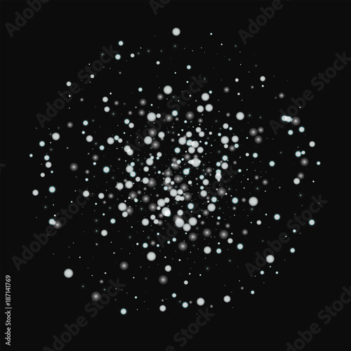 Beautiful falling snow. Double circle with beautiful falling snow on black background. Unique Vector illustration.