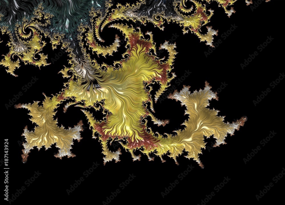 Gold coloured fractal, illustration Gold coloured fractal, illustration