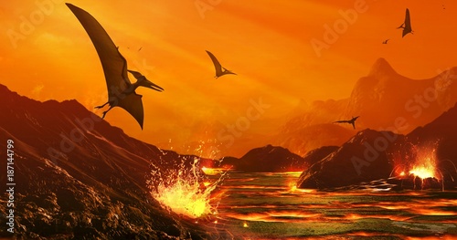 Artwork of Dinosaur Extinction Event photo