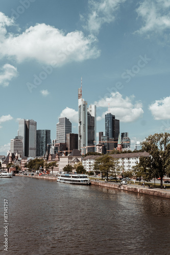 FRANKFURT  GERMANY - July 03  2017  Frankfurt European financial capital skyline.