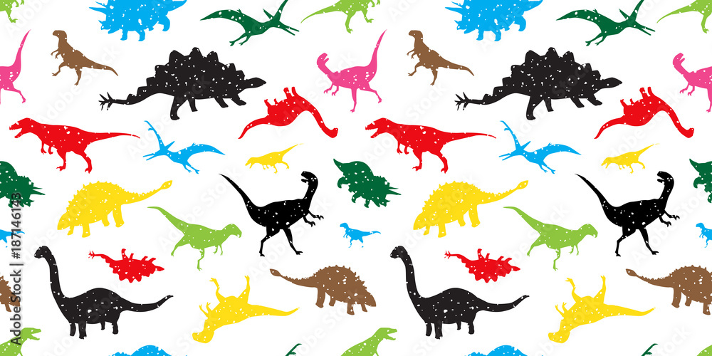 Seamless Pattern dino dinosaur vector isolated wallpaper background  colorful Stock Vector | Adobe Stock