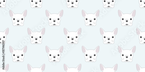 dog Seamless french bulldog vector Pattern pug face head isolated wallpaper background white